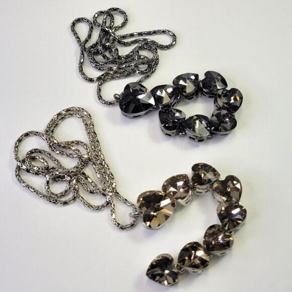 Crystal Heart Shape Pendants Necklace Long Statement Heart shape Necklace - Picture 7 of 8